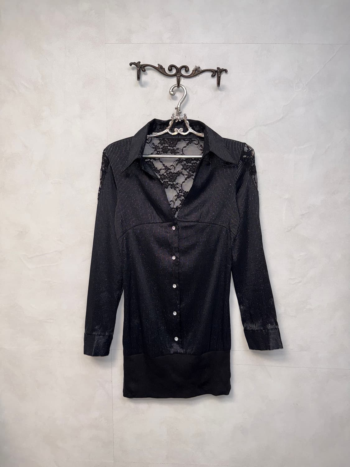 Black back laceup stripe shirt ops 상품이미지5