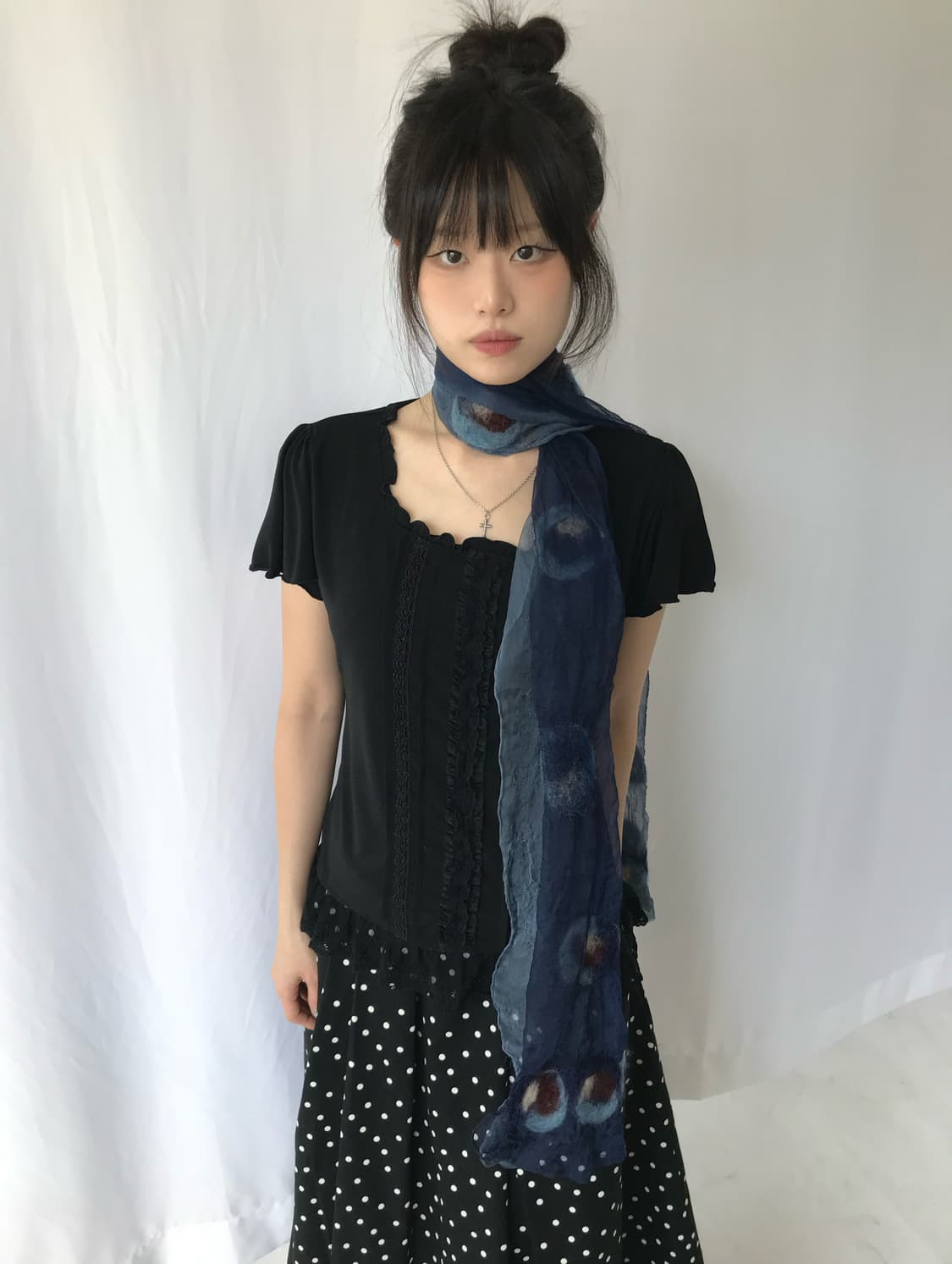 Vivere 블랙 레이스 블라우스 상품이미지1