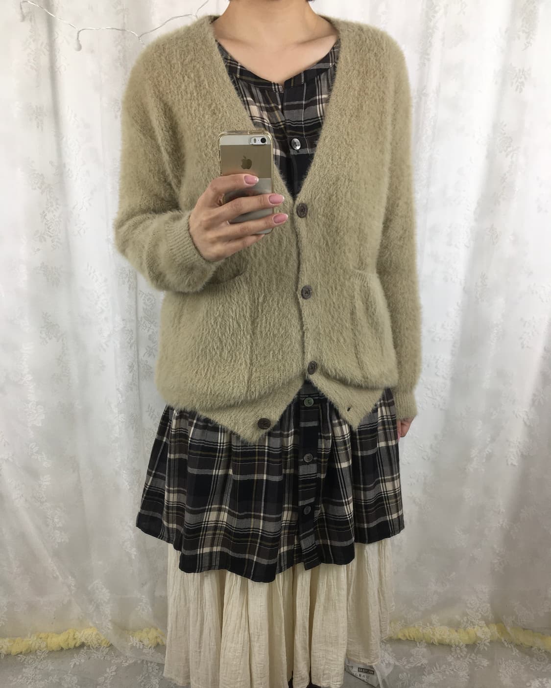CLEA Beige Hairy Knit Cardigan 상품이미지7