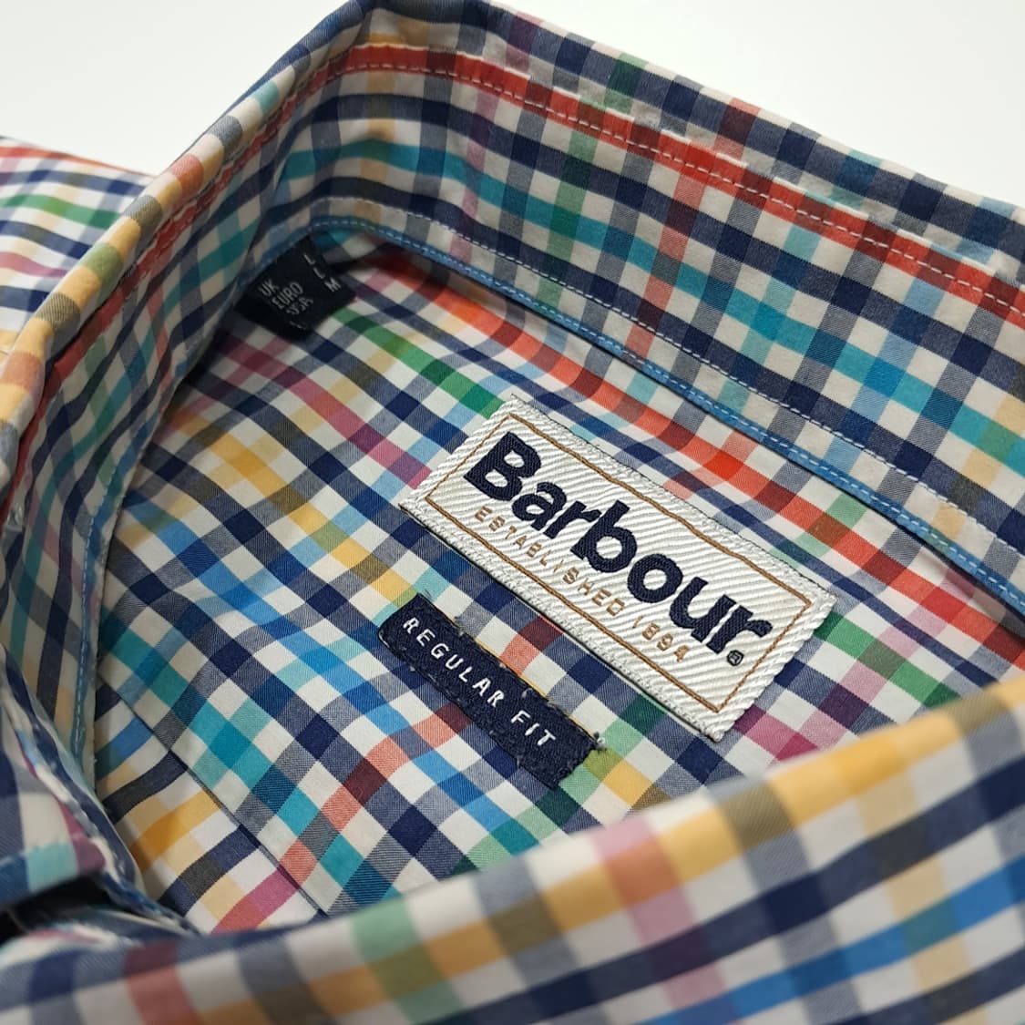 CL371 L 바버 코튼 멀티컬러깅엄체크 버튼다운 셔츠남방 상품이미지3