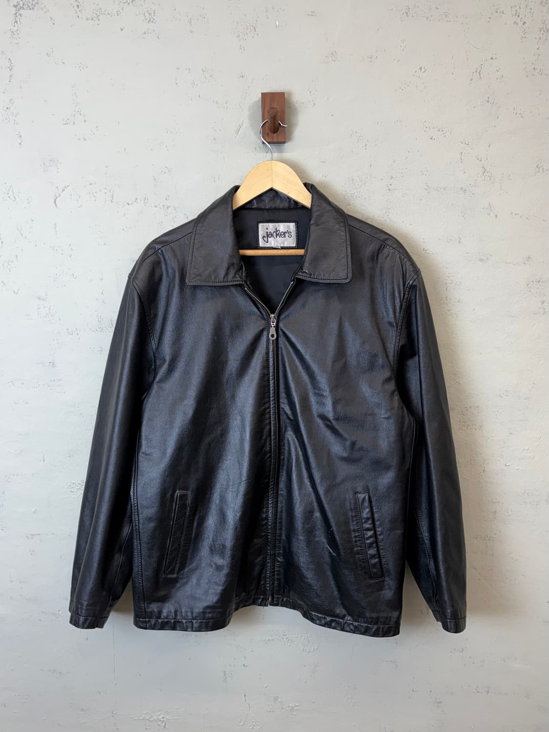 Jacker's 빈티지 블랙 싱글 레더 자켓 상품이미지1
