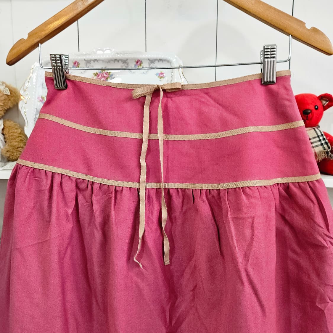 0327 핑크 리본 플레어 스커트 상품이미지3