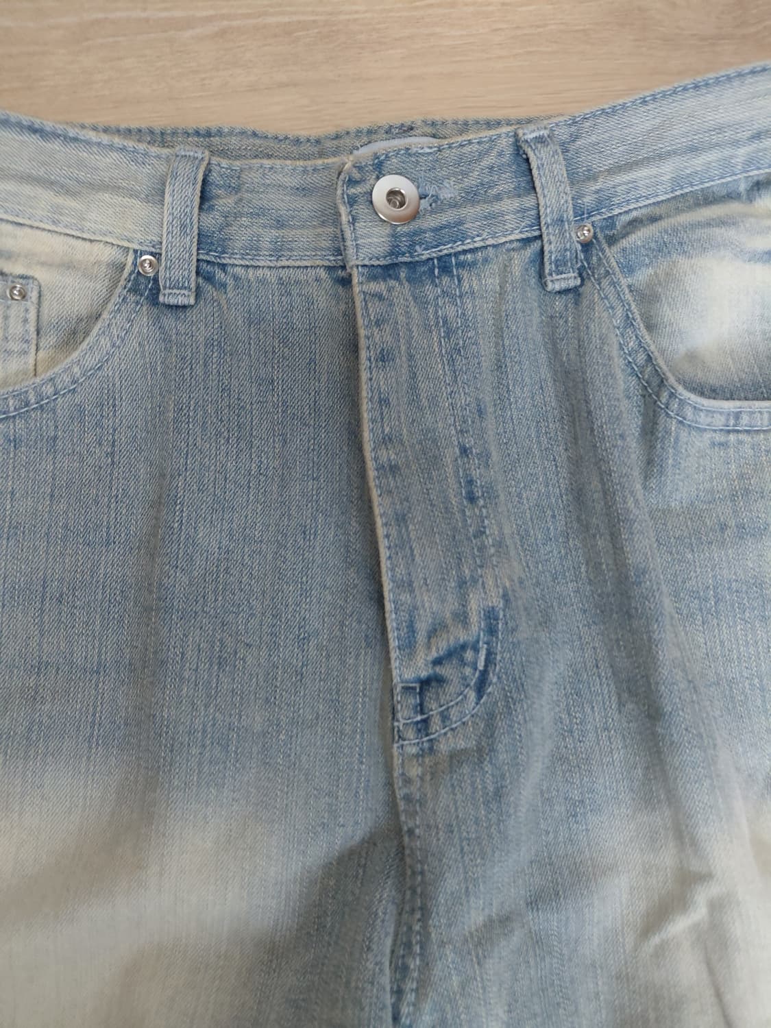 에이블리 JJIM 스트라이프 워싱 연청 와이드진 데님 상품이미지3