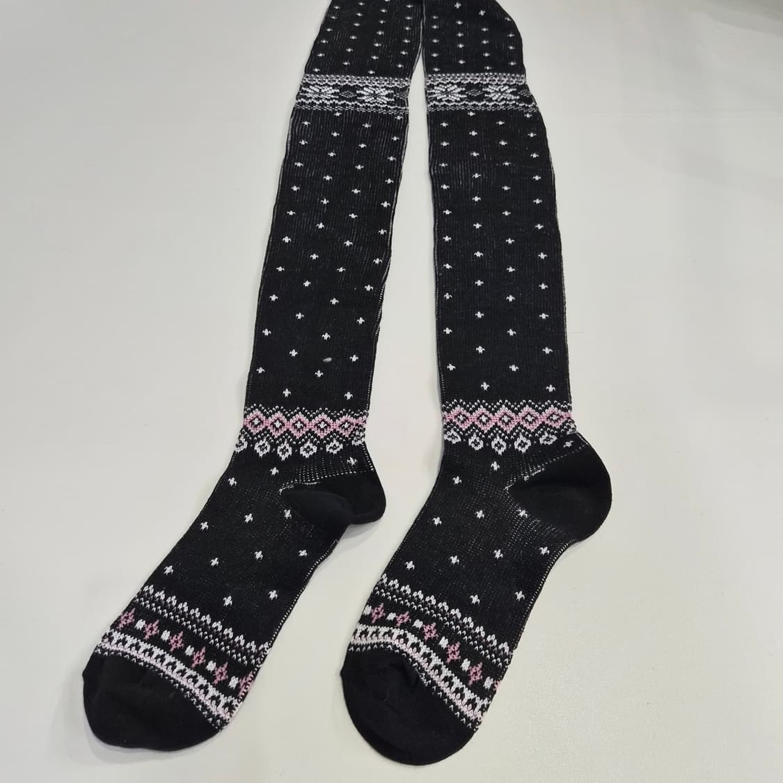 일본제 노르딕 눈꽃 패턴 겨울 니트 타이즈 상품이미지2