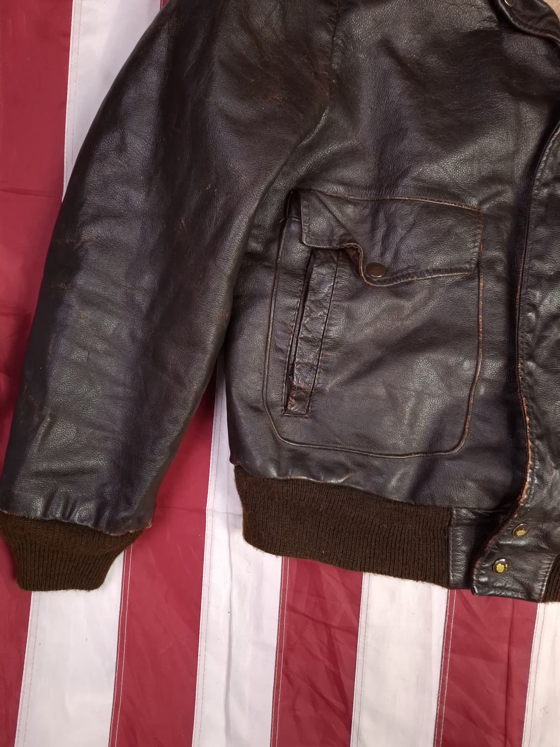 오리지날 70's 미국제조 리얼레더 미해군 G-2 TAPE 항공자켓 상품이미지5