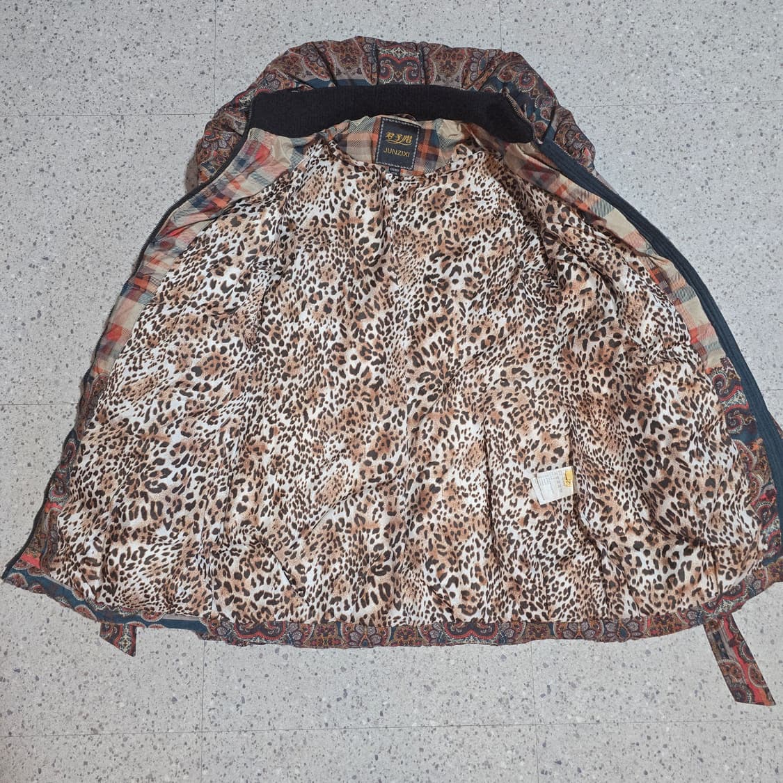 체크 패턴 벨트 유니크 패딩  코트 상품이미지5