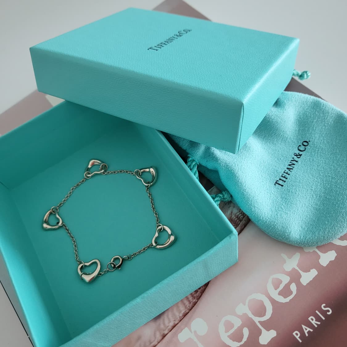 TIFFANY&Co. 정품 매장가147만원 팔찌 엘사퍼레티 오픈하트 실버 상품이미지4