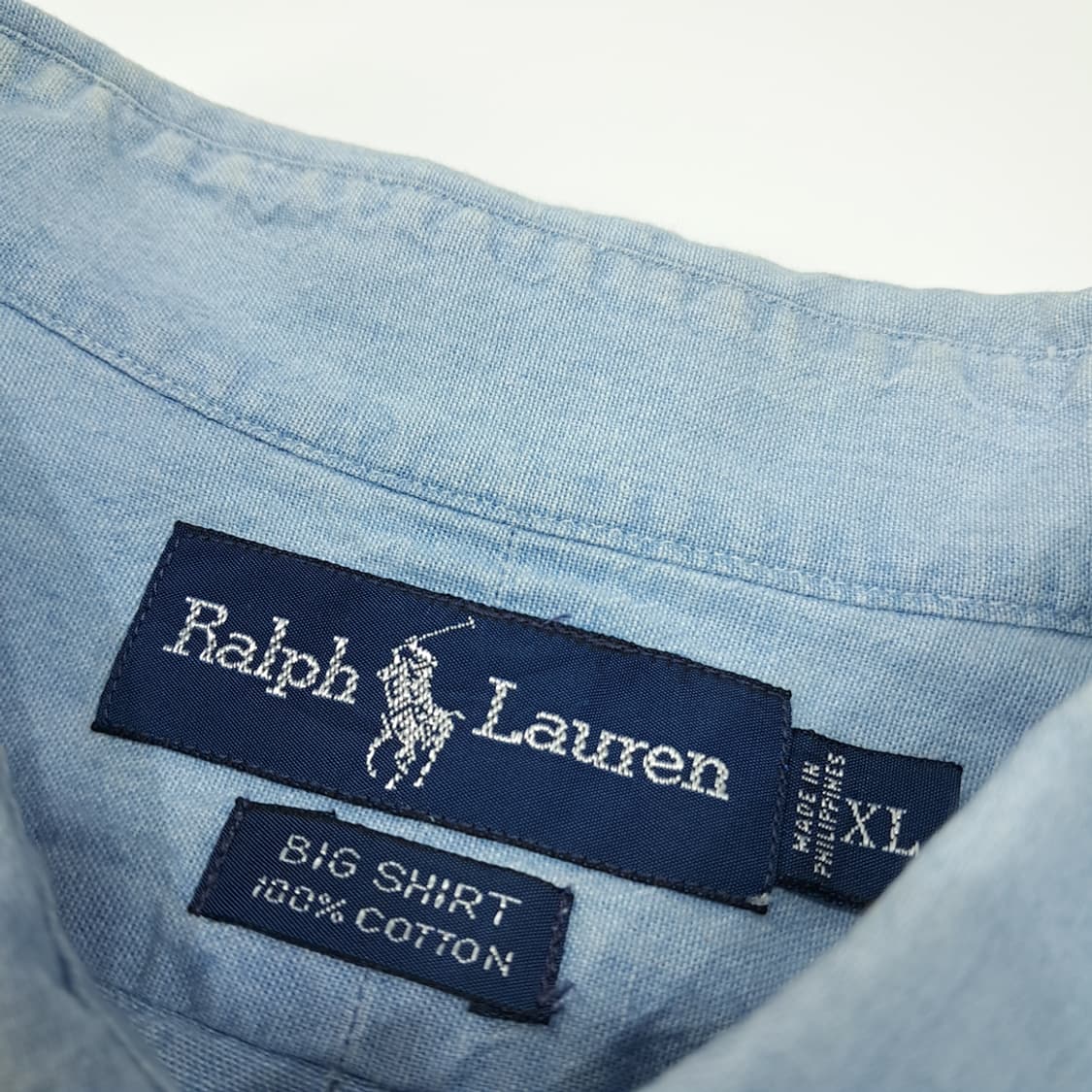 CL835 XL 폴로 90s 코튼 멀티포니 빅셔츠 샴브레이 셔츠 남방 상품이미지3