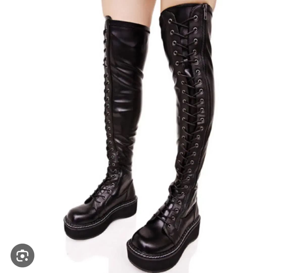 데모니아 에밀리 9사이즈 싸이하이 롱부츠 레이스업 250 지뢰계 통굽 상품이미지1