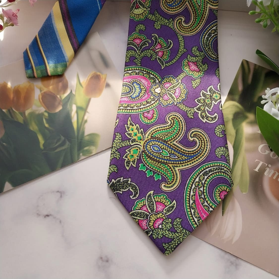 에트로 실크 퍼플 페이즐리 넥타이 8.6cm A+등급 K1534
 상품이미지3