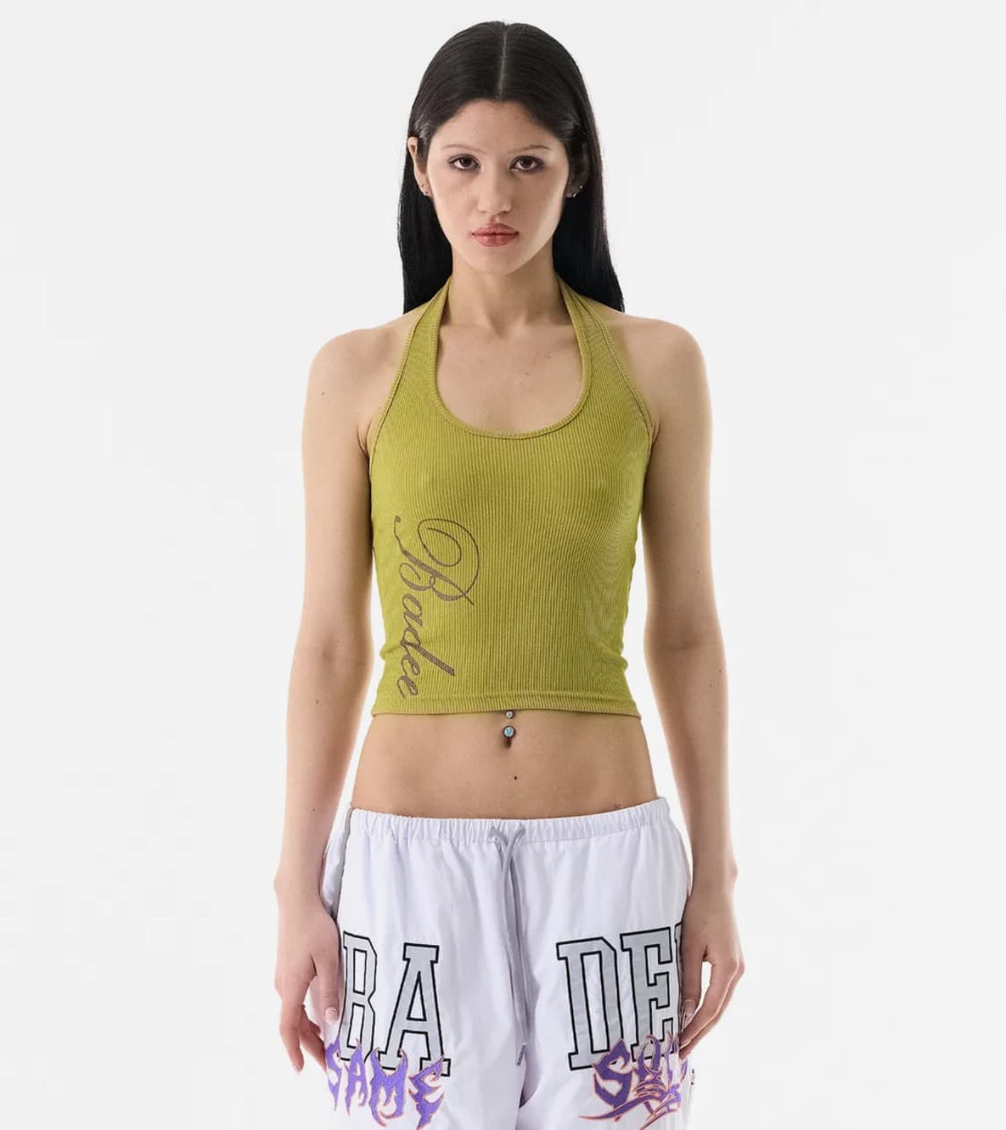 배디 Ribbed Halter Top Green 상품이미지1