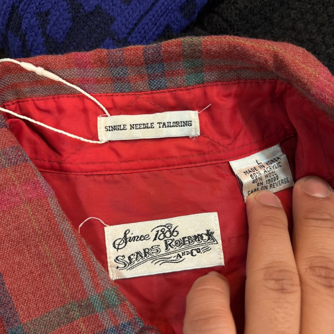 90'S 시어스 페이딩 체크 셔츠 L XL 상품이미지7