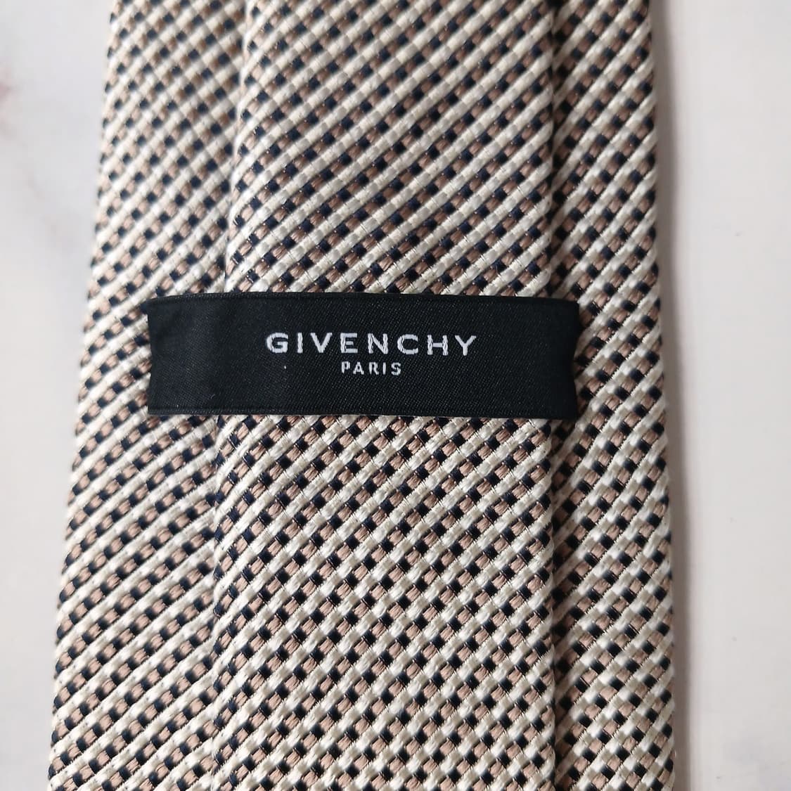 지방시 실크 베이지 자카드 패턴 넥타이 8.8cm S~A+등급 E756 상품이미지9