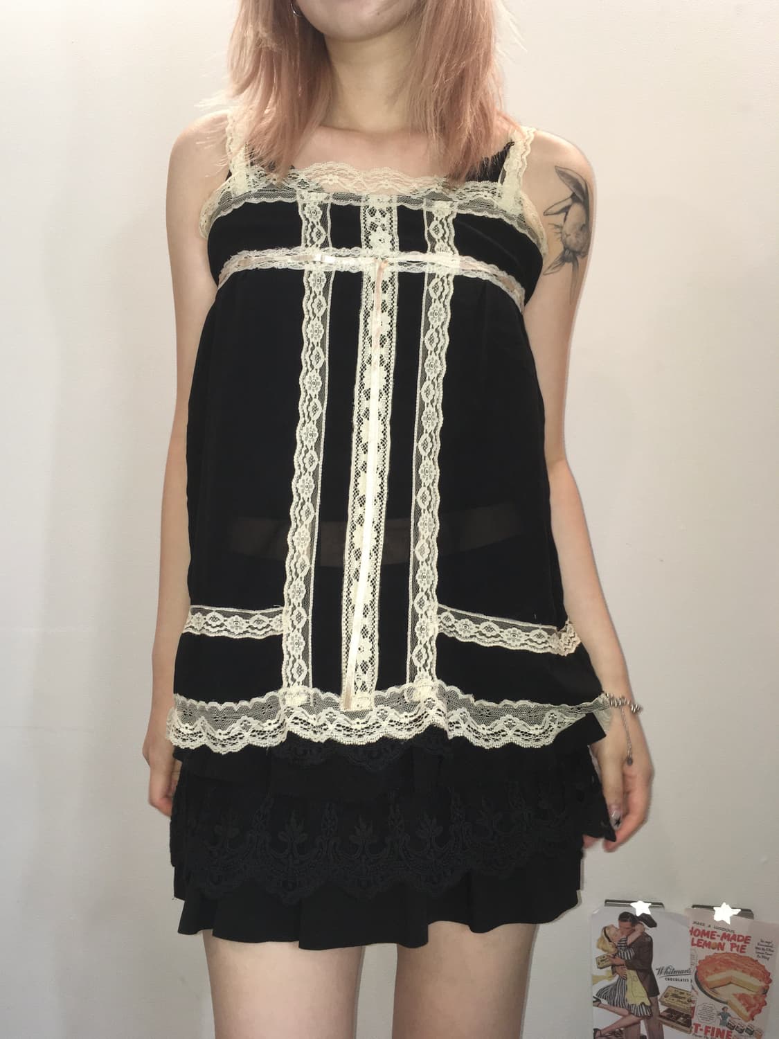 jpn vintage black lace frill sleeveless 상품이미지2