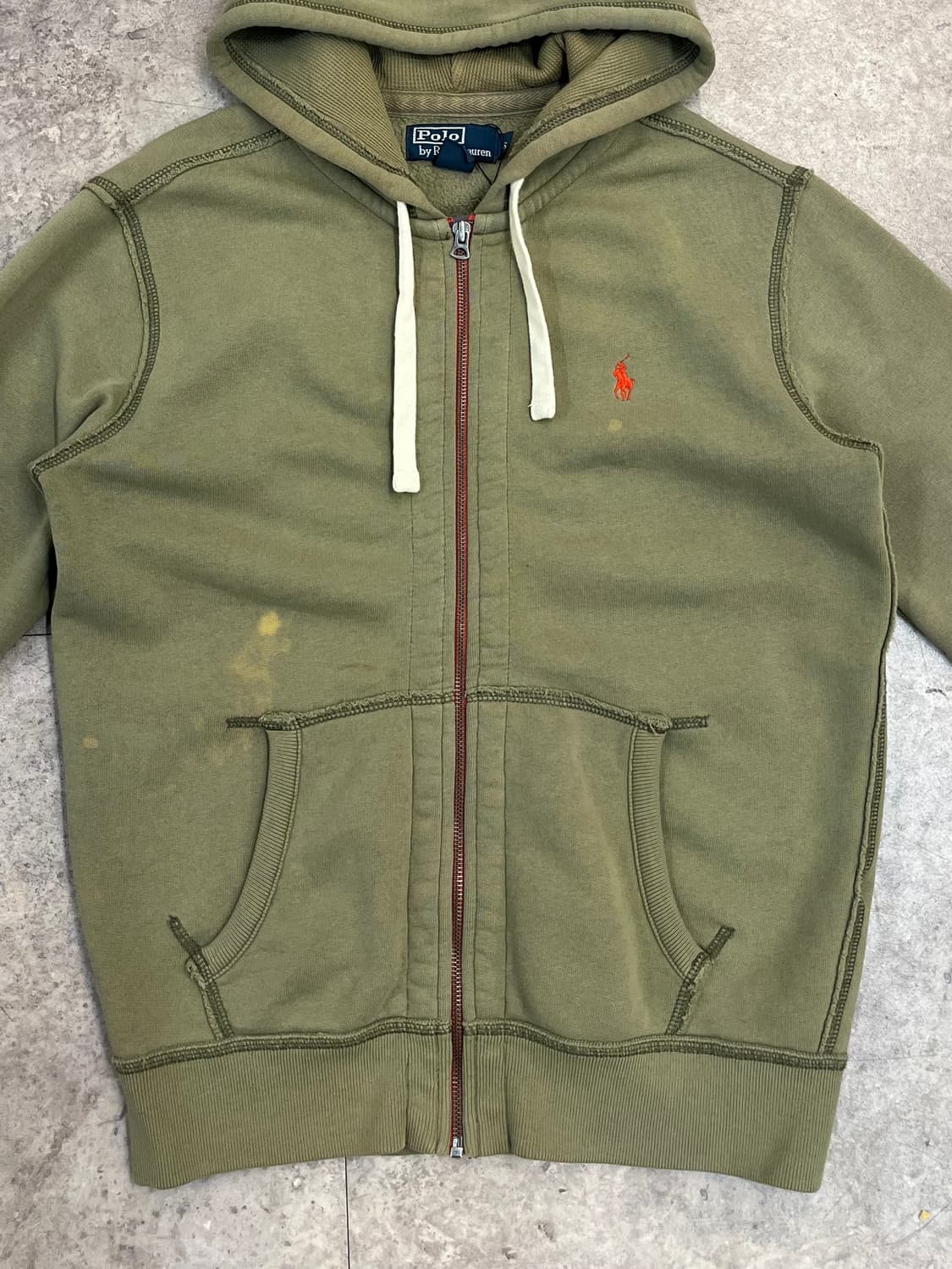 폴로 랄프로렌 기모 후드집업 카키 S #csz2645 상품이미지5