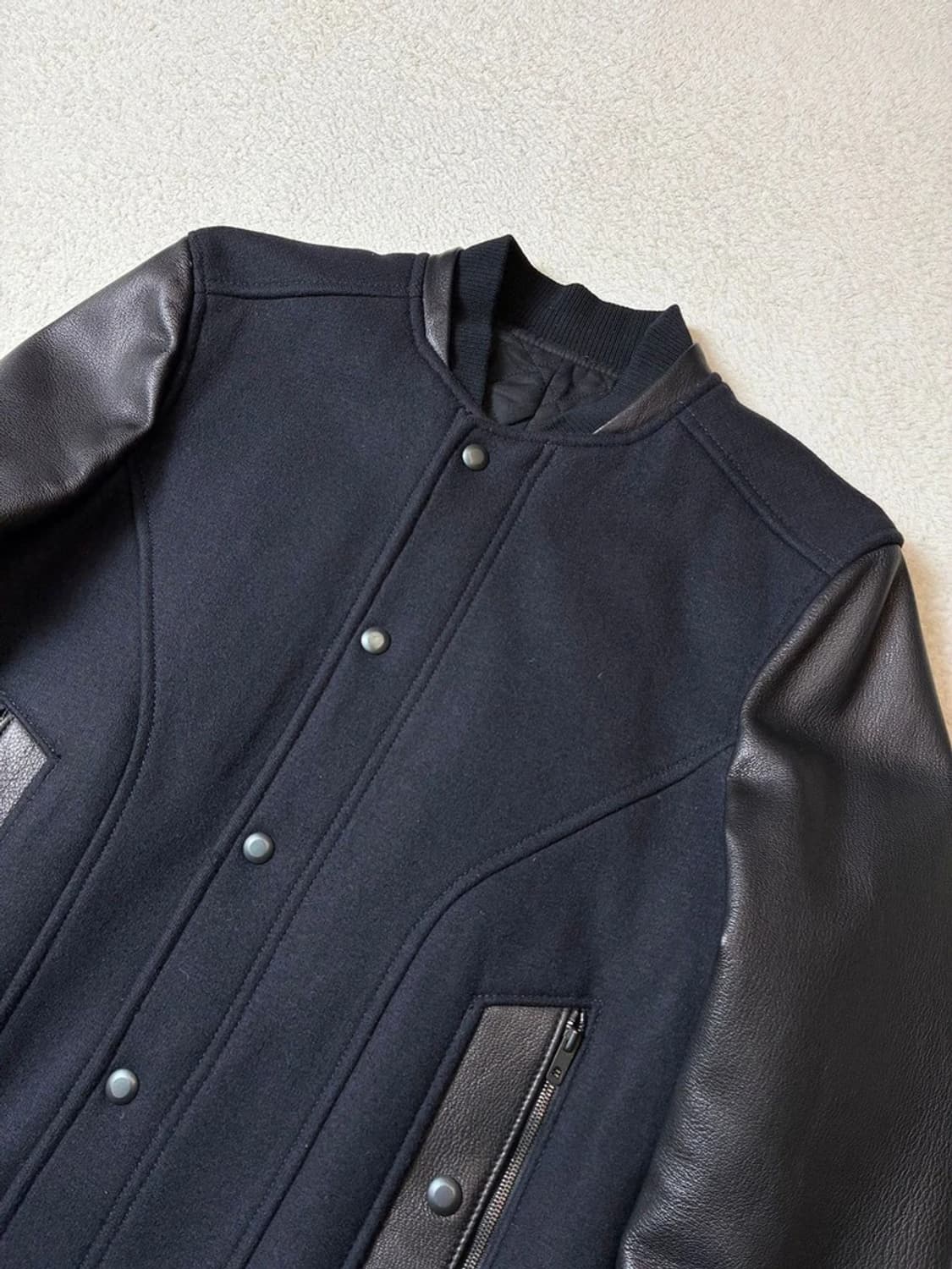 타임옴므 13FW 염소가죽 배색 울 바시티 자켓 PN7345 상품이미지2