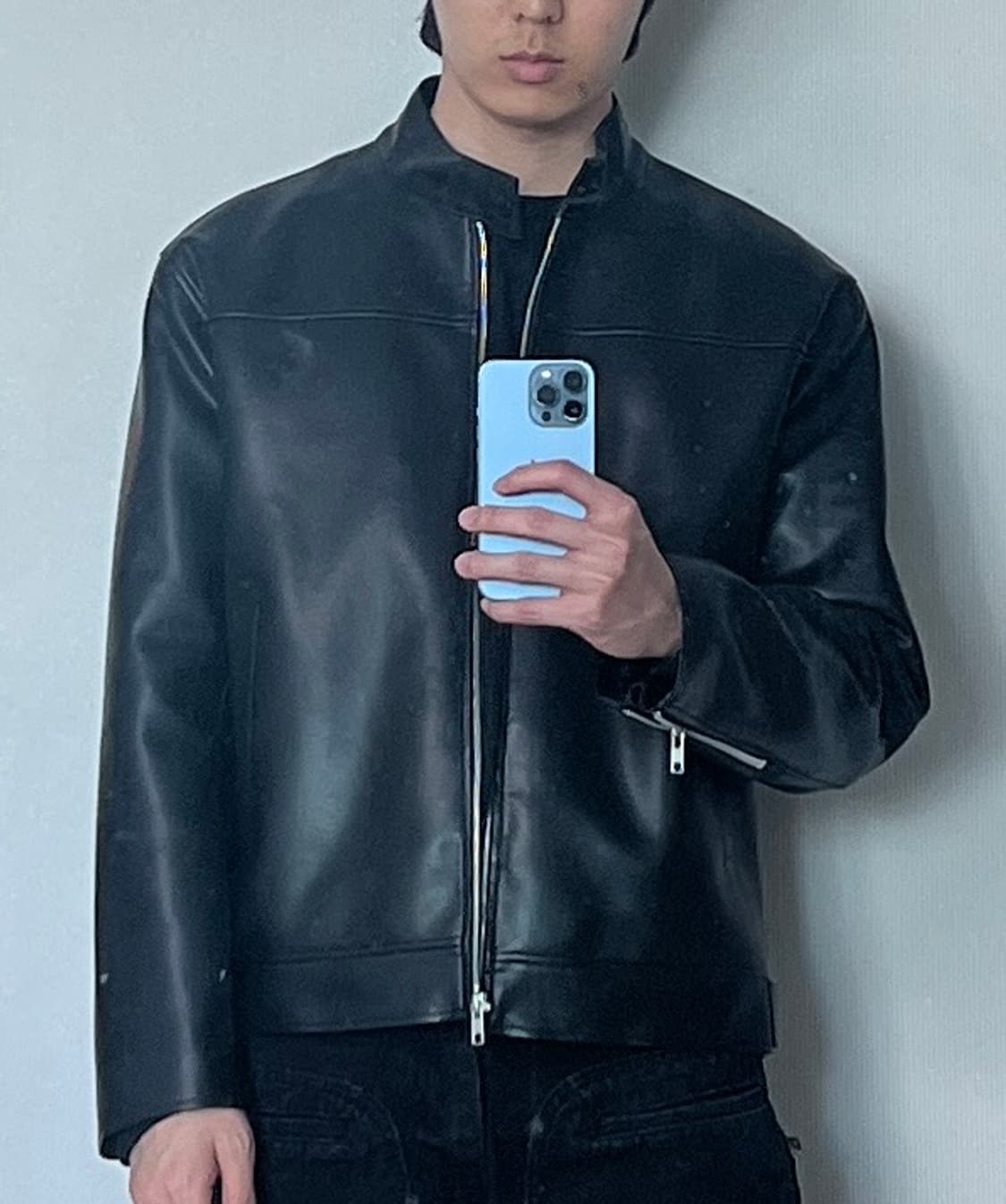 도프제이슨 비건레더 바이커 자켓 상품이미지3