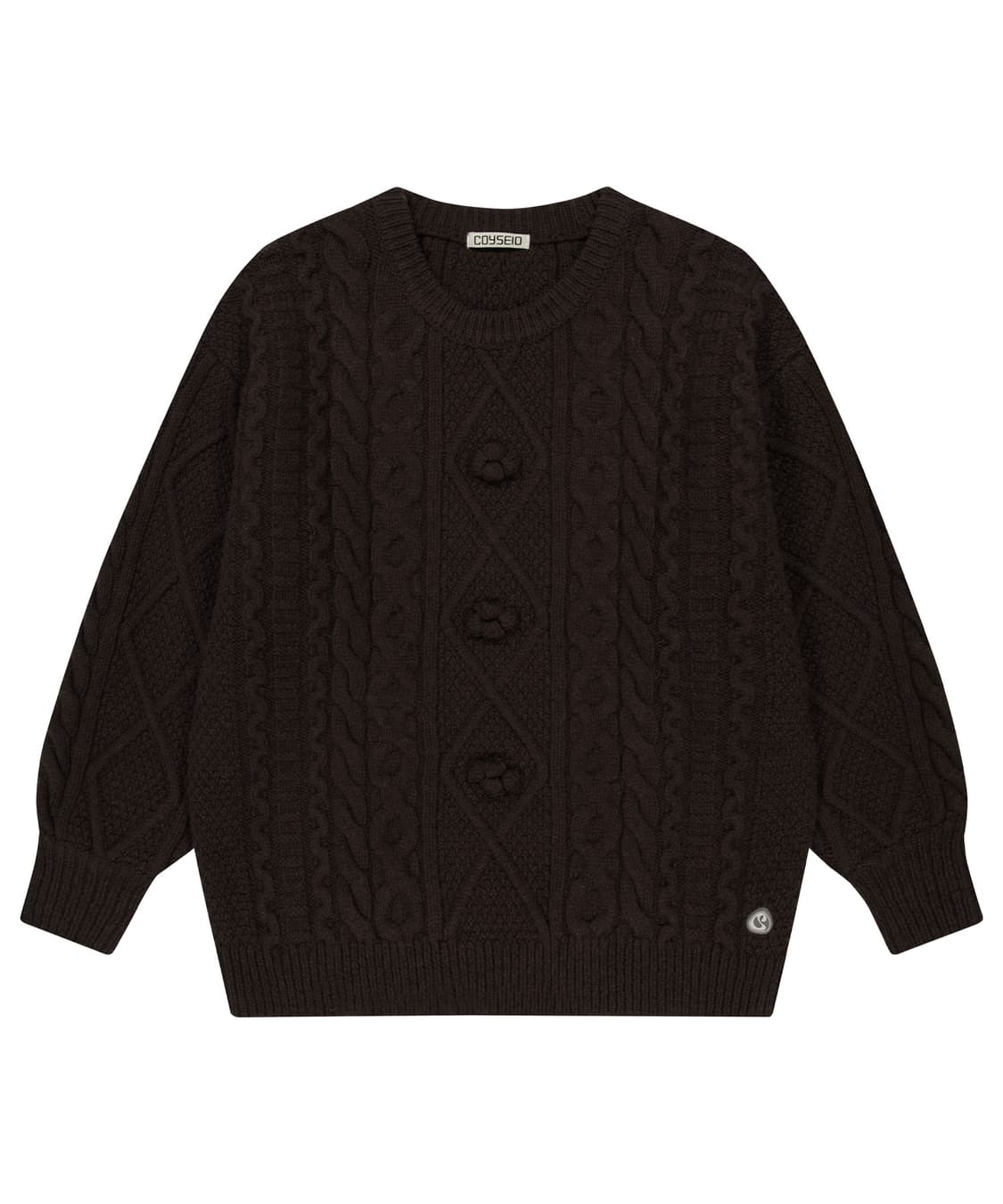 코이세이오 폼폼 케이블 니트 브라운 상품이미지1