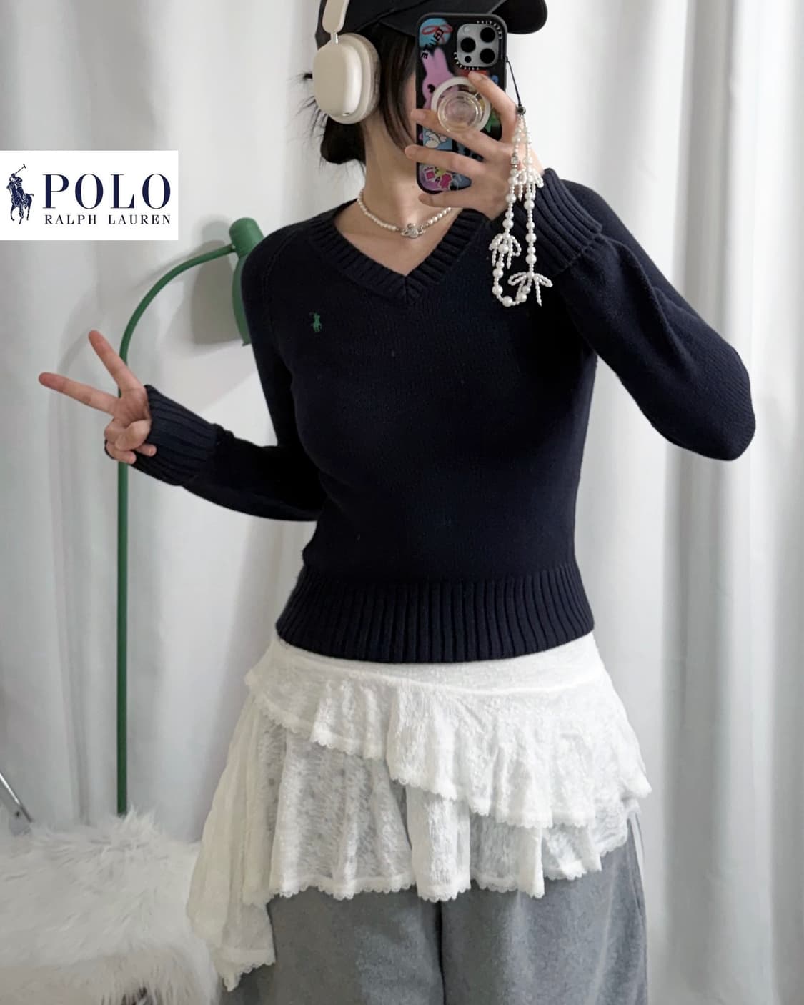 폴로 랄프로렌 네이비 브이넥 니트 상품이미지3