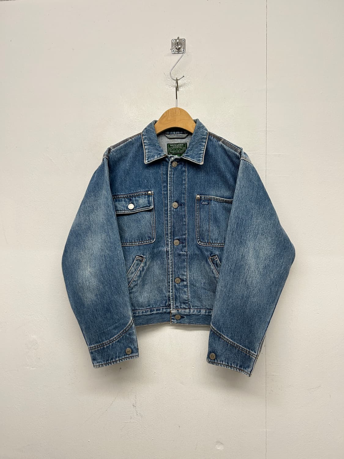 90s USA 폴로 랄프러렌 컨트리 성조기 데님 자켓 상품이미지4