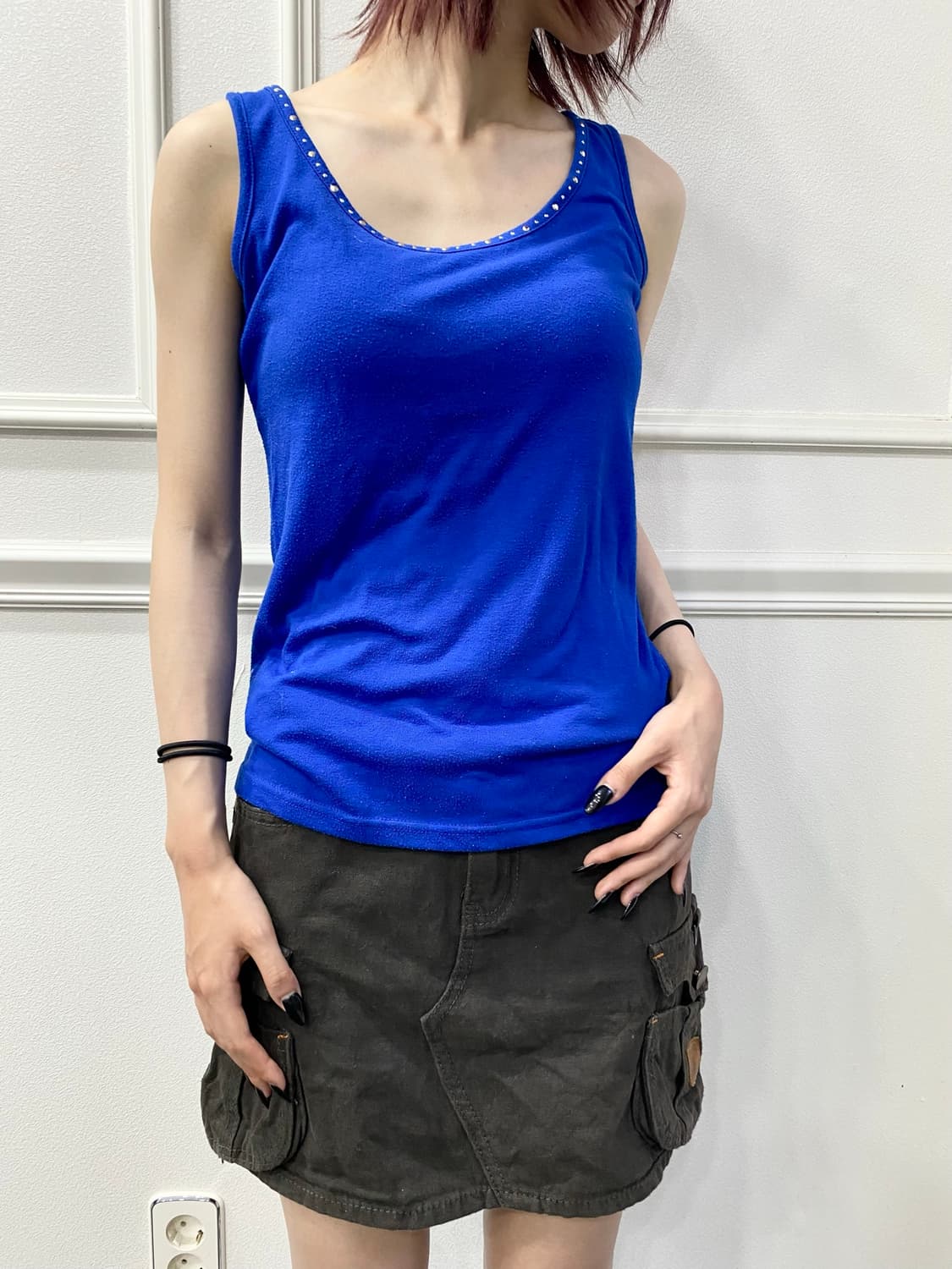 Y2K Cubic Detail Blue Sleeveless 상품이미지1