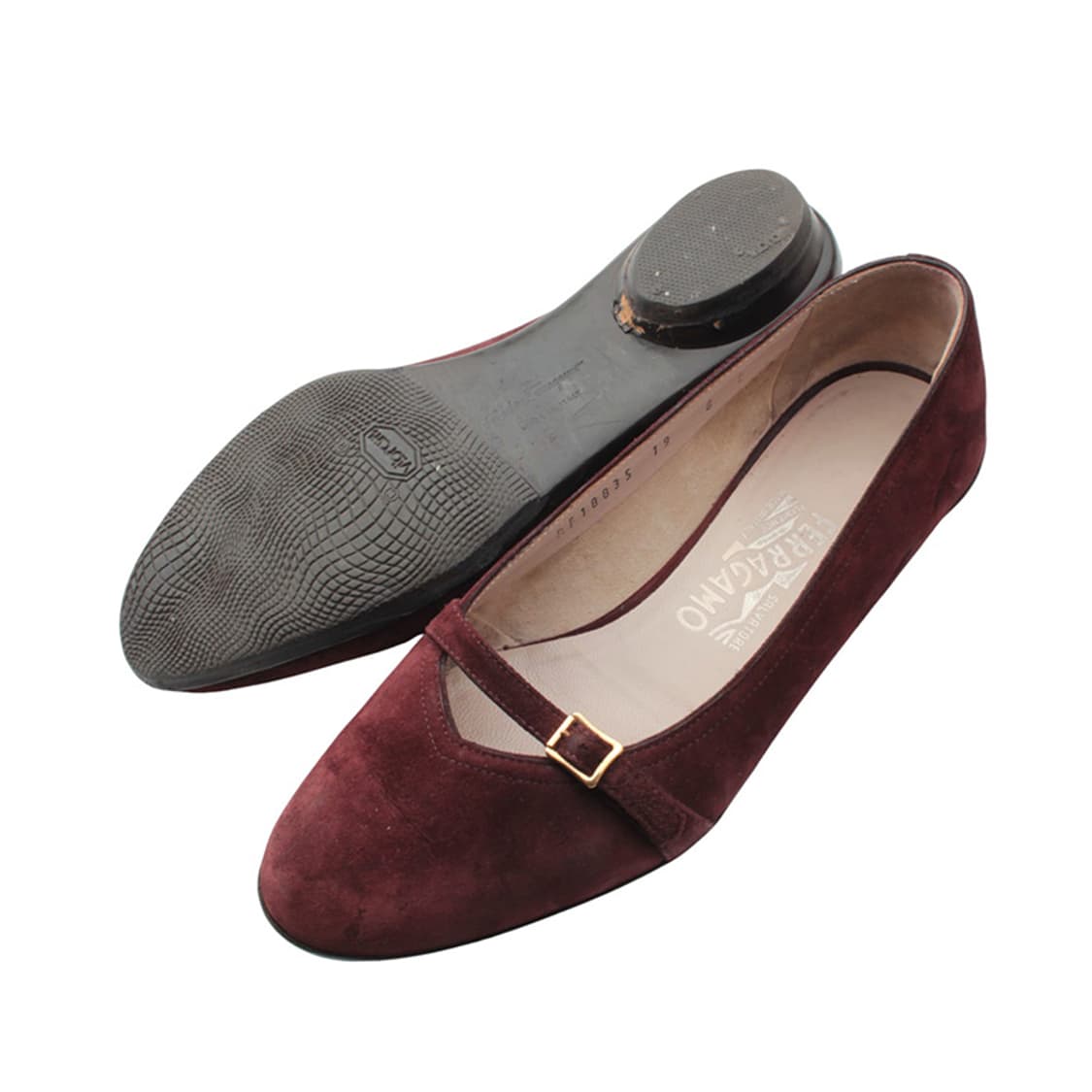 페라가모 와인 스웨이드 스트랩 플랫슈즈 36 1/2 C 상품이미지3
