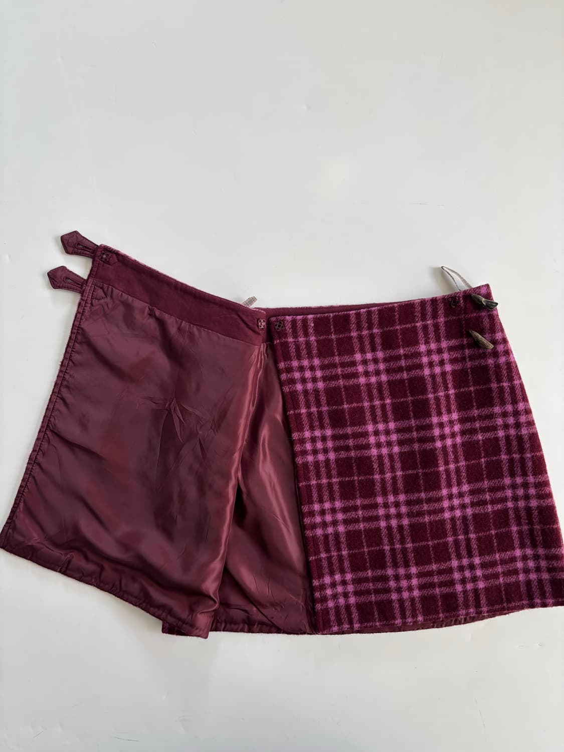 Burberry 버버리 블루 라벨 퍼플 체크 울 랩스커트  상품이미지8