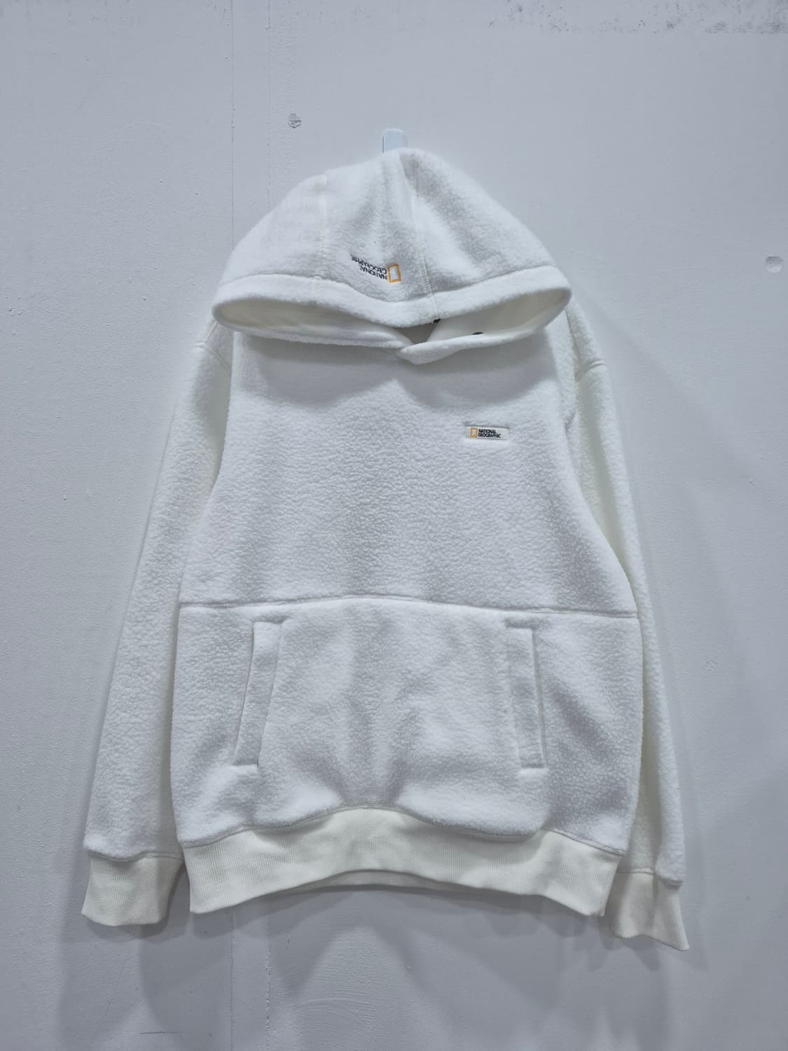 내셔널지오 그래픽 플리스 뽀글이 후드티 남성 100사이즈 화이트 상품이미지1