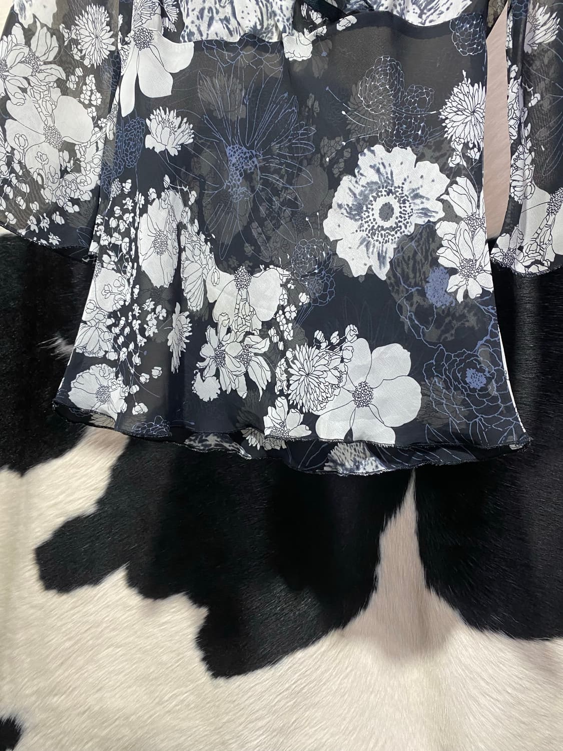 Japanese vtg 오리엔탈 무드 플라워 시스루 탑 상품이미지5