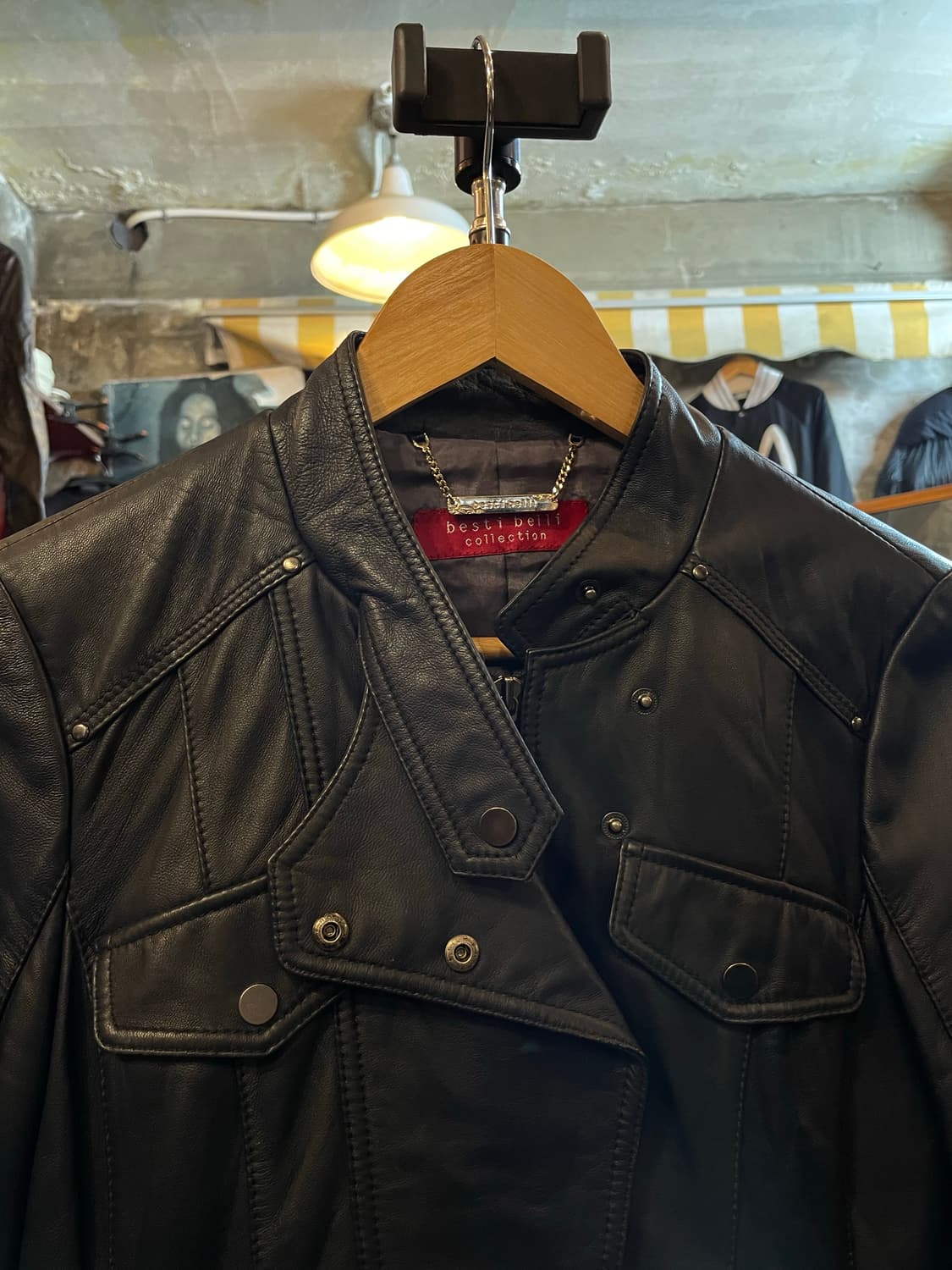 besti belli 양가죽 바이커 자켓 블랙 상품이미지2