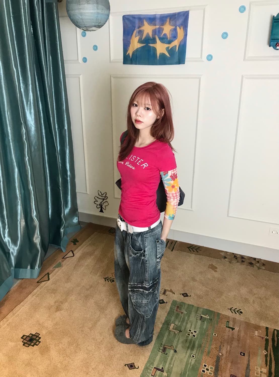 Y2k 무드 지대로••👖 매쉬 슬리브티 레이어드로 더 키치한 코디🩷 상품이미지2