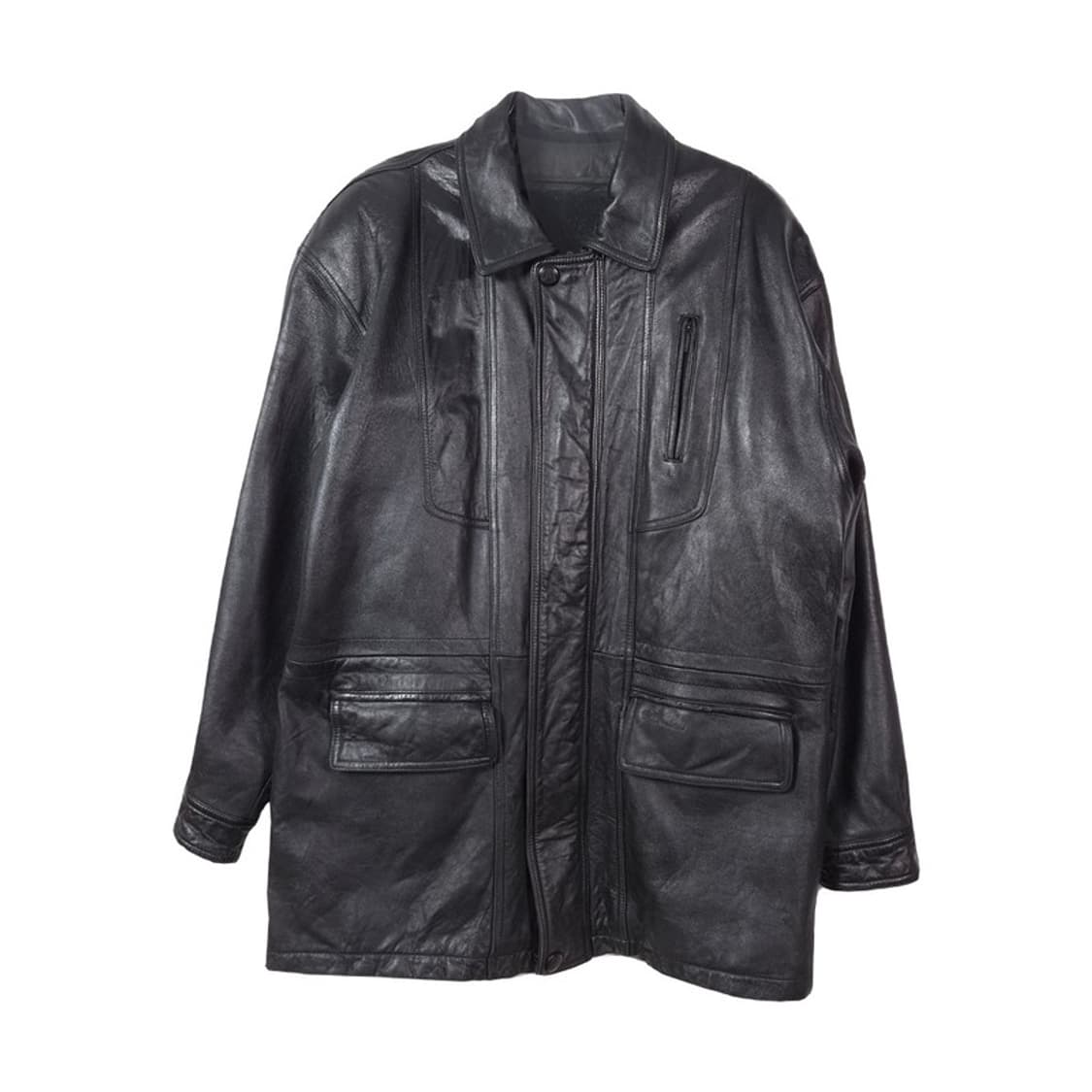 빈티지 리얼 램스킨 하이넥 레더 워크 자켓 L 상품이미지1