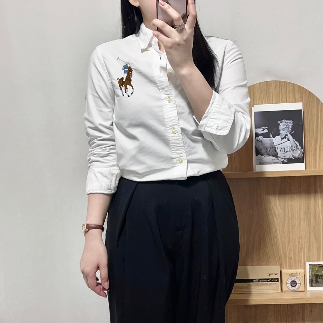 [정품] 폴로 화이트 / 빅포니 솔리드 셔츠 [ M(10-12) ] 상품이미지1