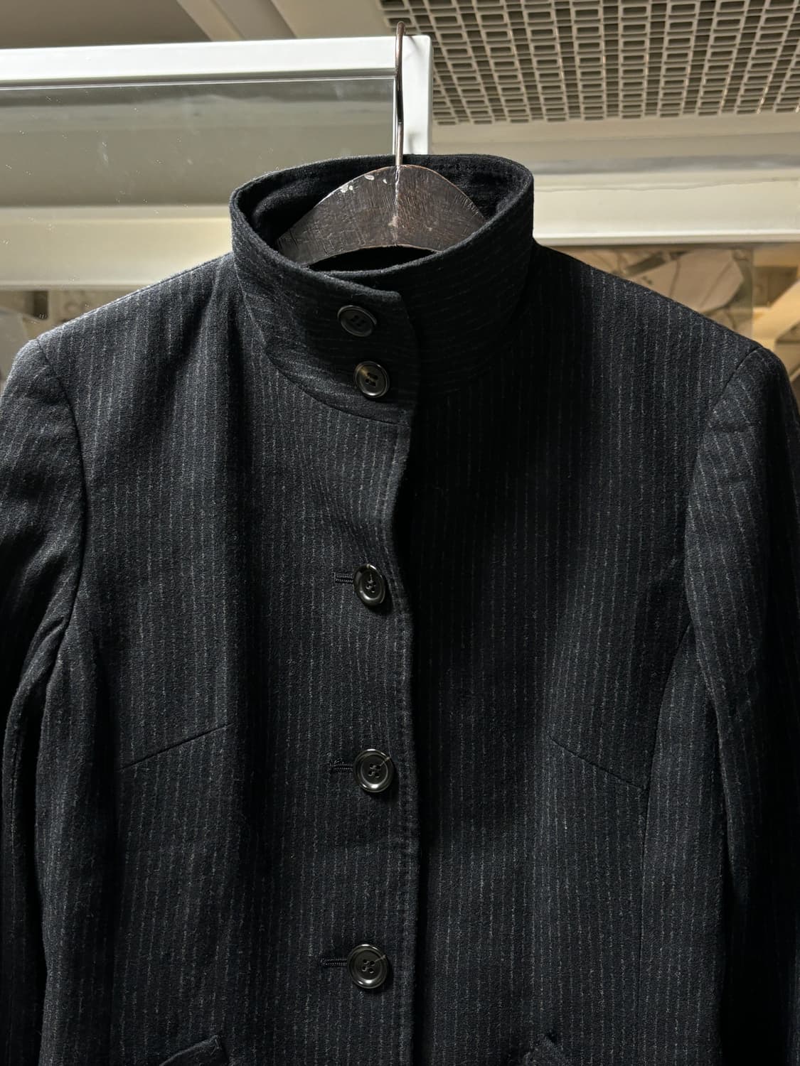 Kiyoko takase 하이넥 핀스트라이프 울자켓 상품이미지2