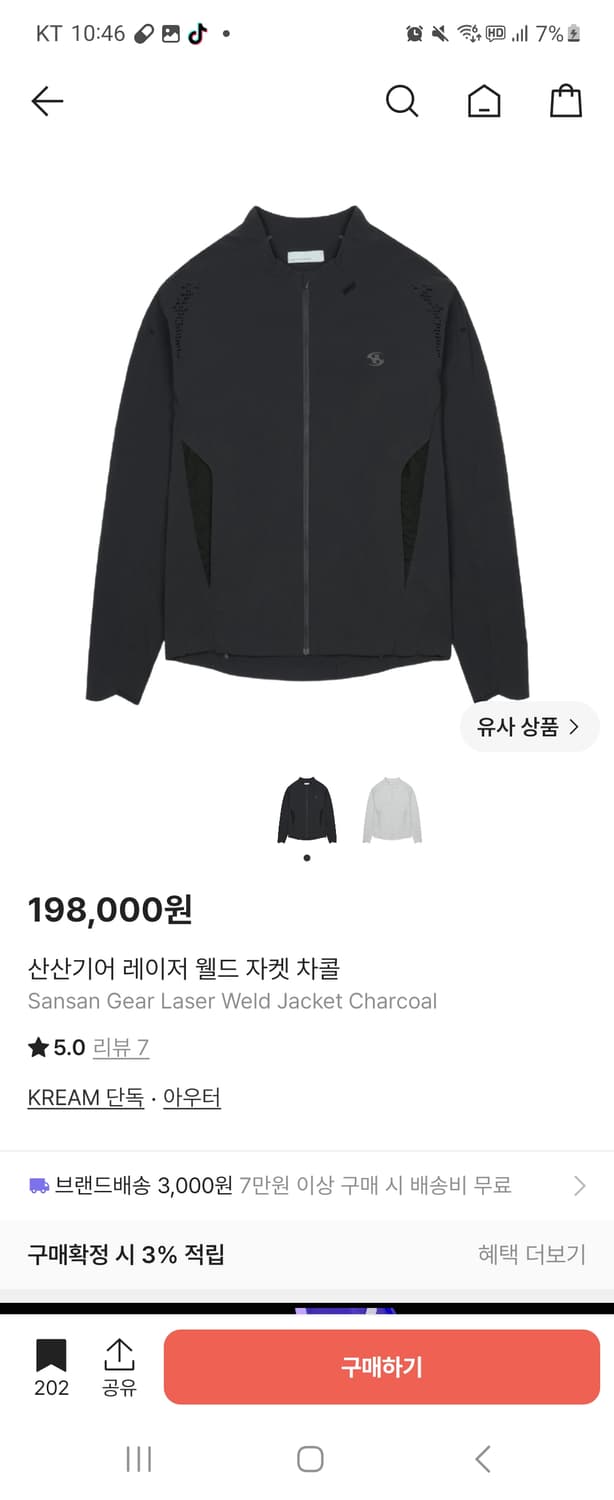 산산기어 레이저 웰드 자켓 차콜 2사이즈 상품이미지1
