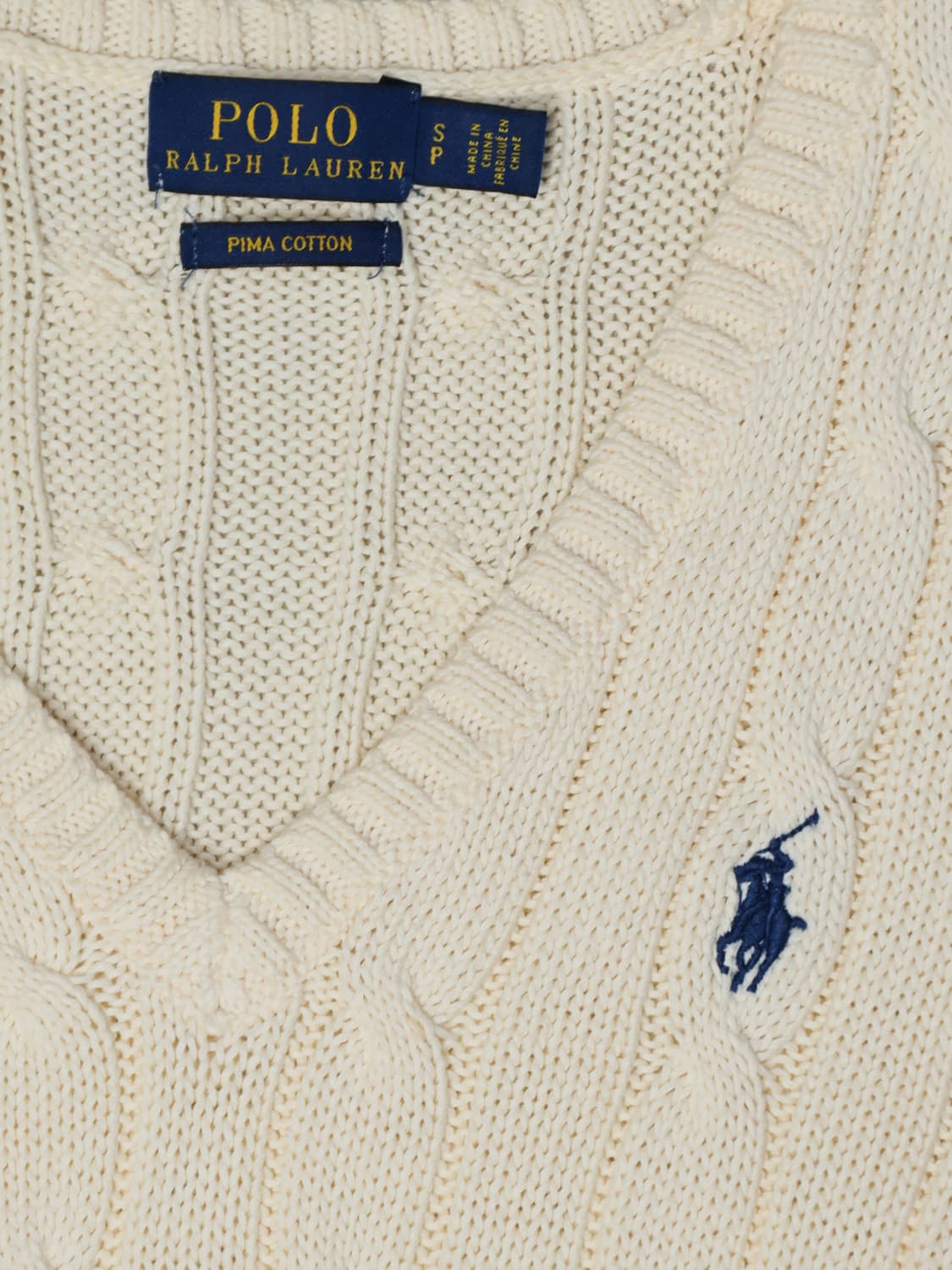 [정품]폴로 랄프로렌 여성 케이블 니트 V넥 꽈배기 스웨터 베이지 상품이미지2