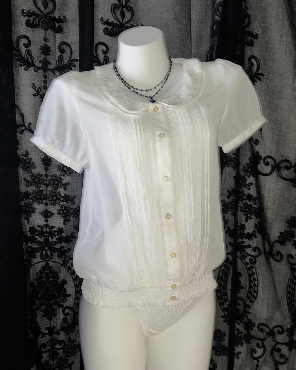 White see-through blouse 상품이미지1