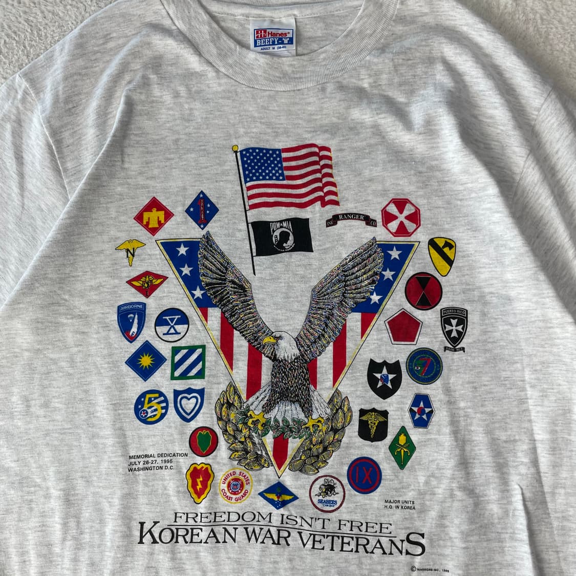 1995 헤인즈 한국전쟁 참전용사 싱글스티치 반팔  상품이미지3
