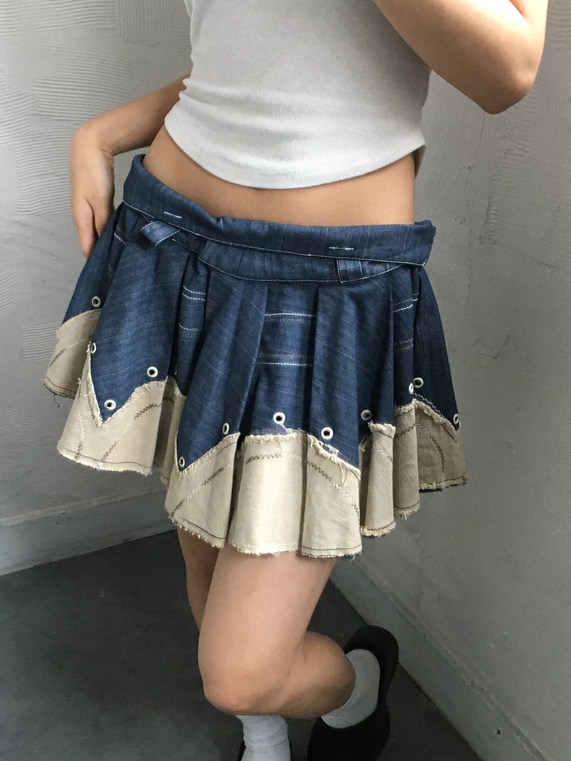 Just Cavalli 저스트카발리 빈티지 벨티드 데님 미니 스커트    상품이미지2