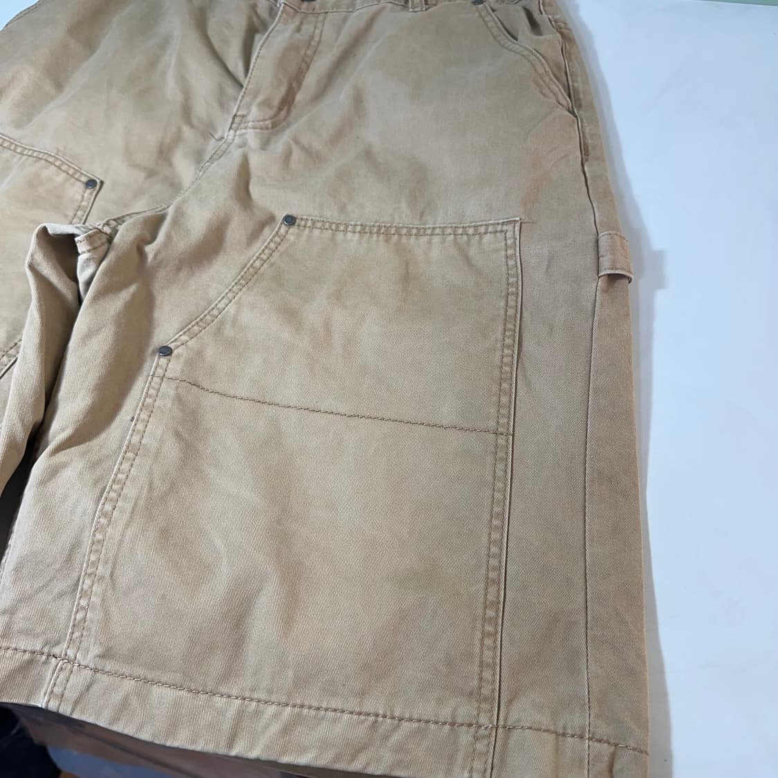 XL 디미트리블랙 빈티지워시드 베이지 코튼 카펜더 반바지 상품이미지2