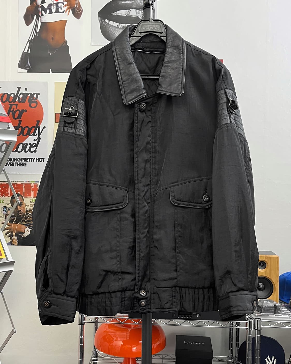 올드 빈티지 레더카라 봄버 자켓 블랙 상품이미지5