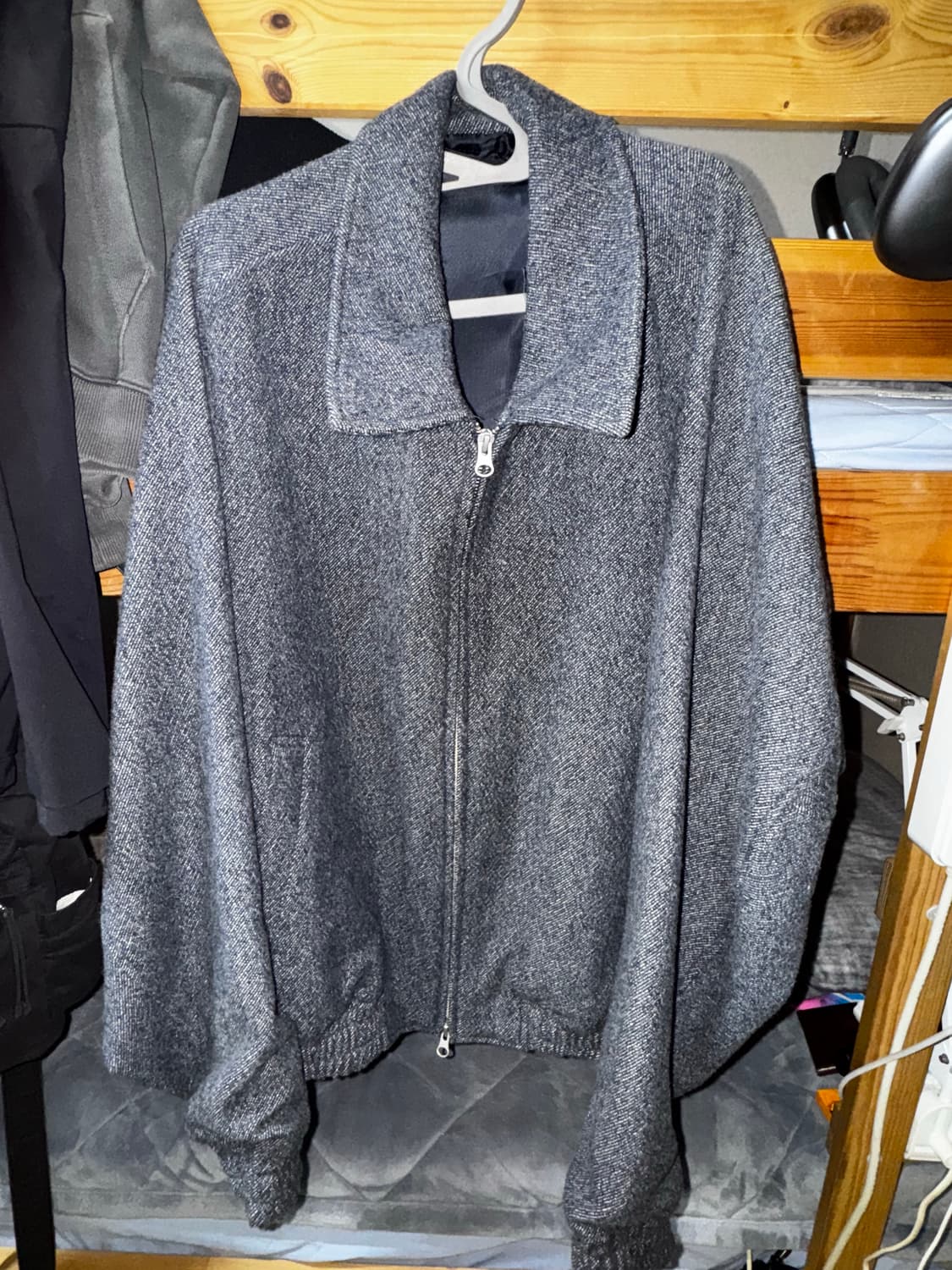 쿠어 버진 울 오버사이즈 짚업 블루종(멜란지네이비) M 판매합니다 상품이미지1