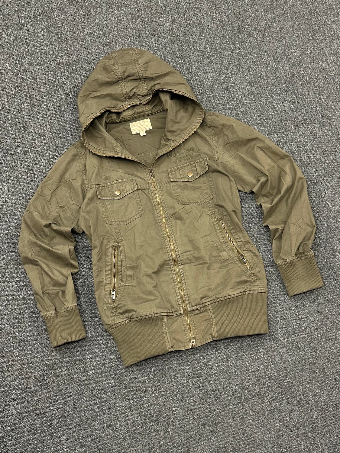 M)Purple&Yellow 빈티지 여성 투웨이 포켓 디테일 야상 후드집 상품이미지2