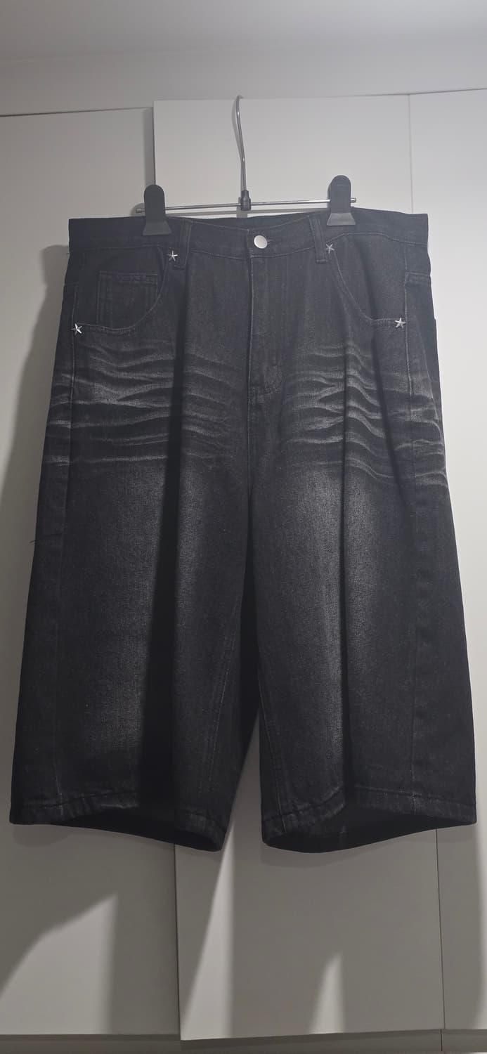 이지노이지 8부 데님 버뮤다팬츠 흑청 상품이미지1