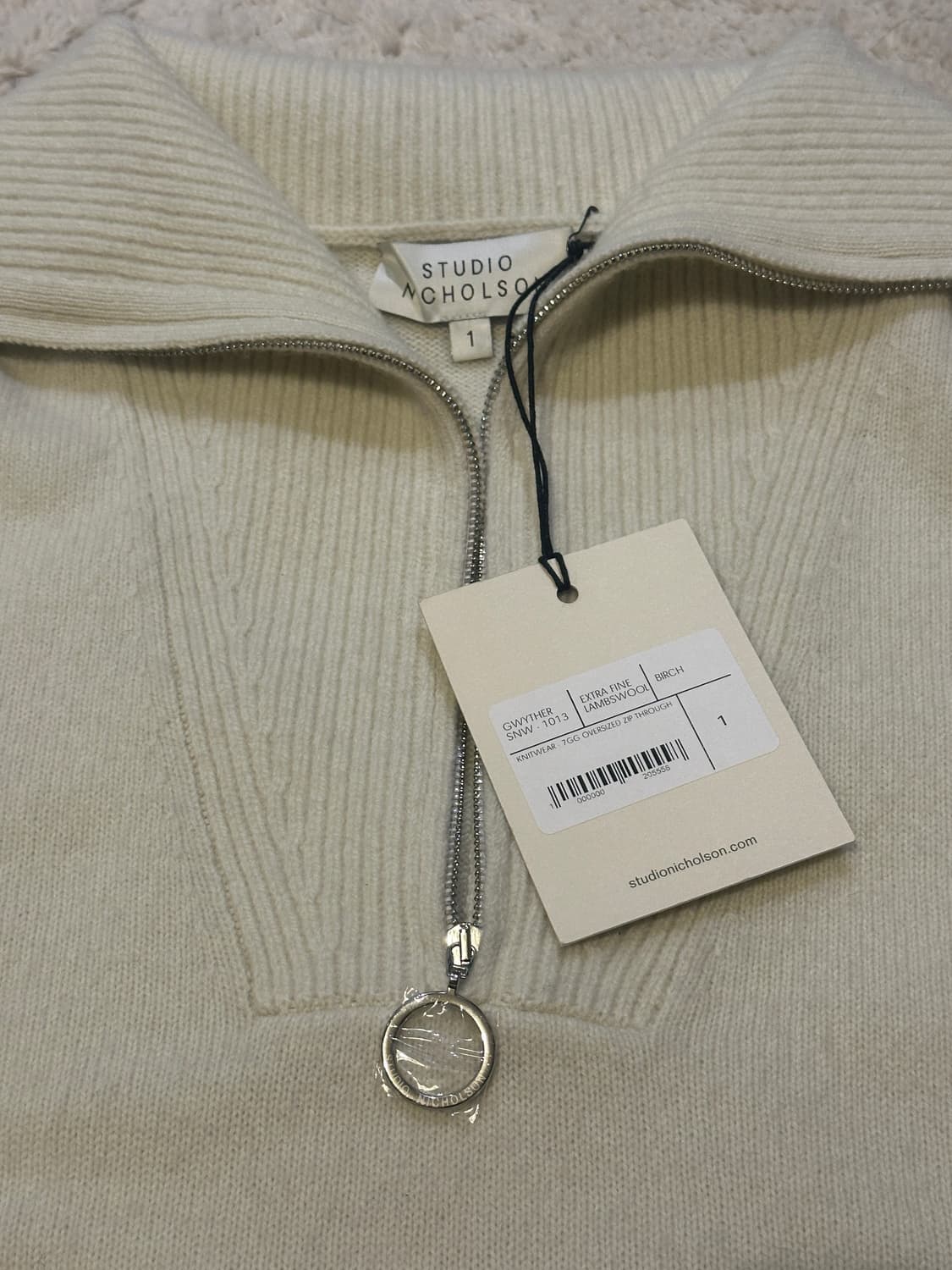 [새상품] 스튜디오니콜슨 반집업 니트 | 엑스트라파인램스울 상품이미지4