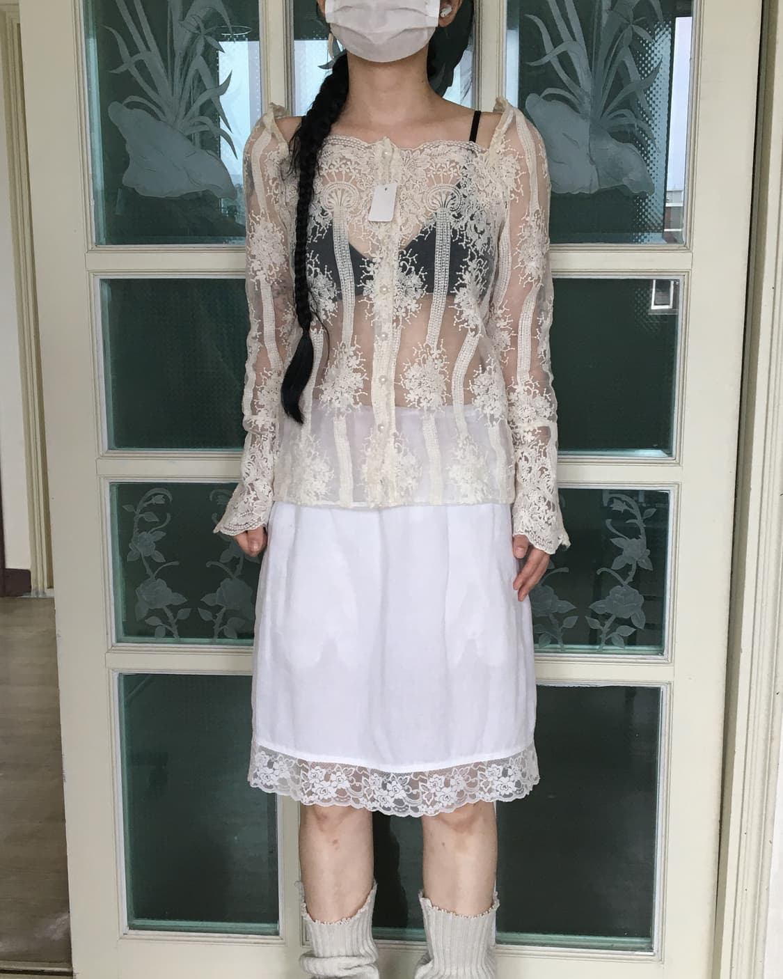Ornament pattern see through blouse 상품이미지9
