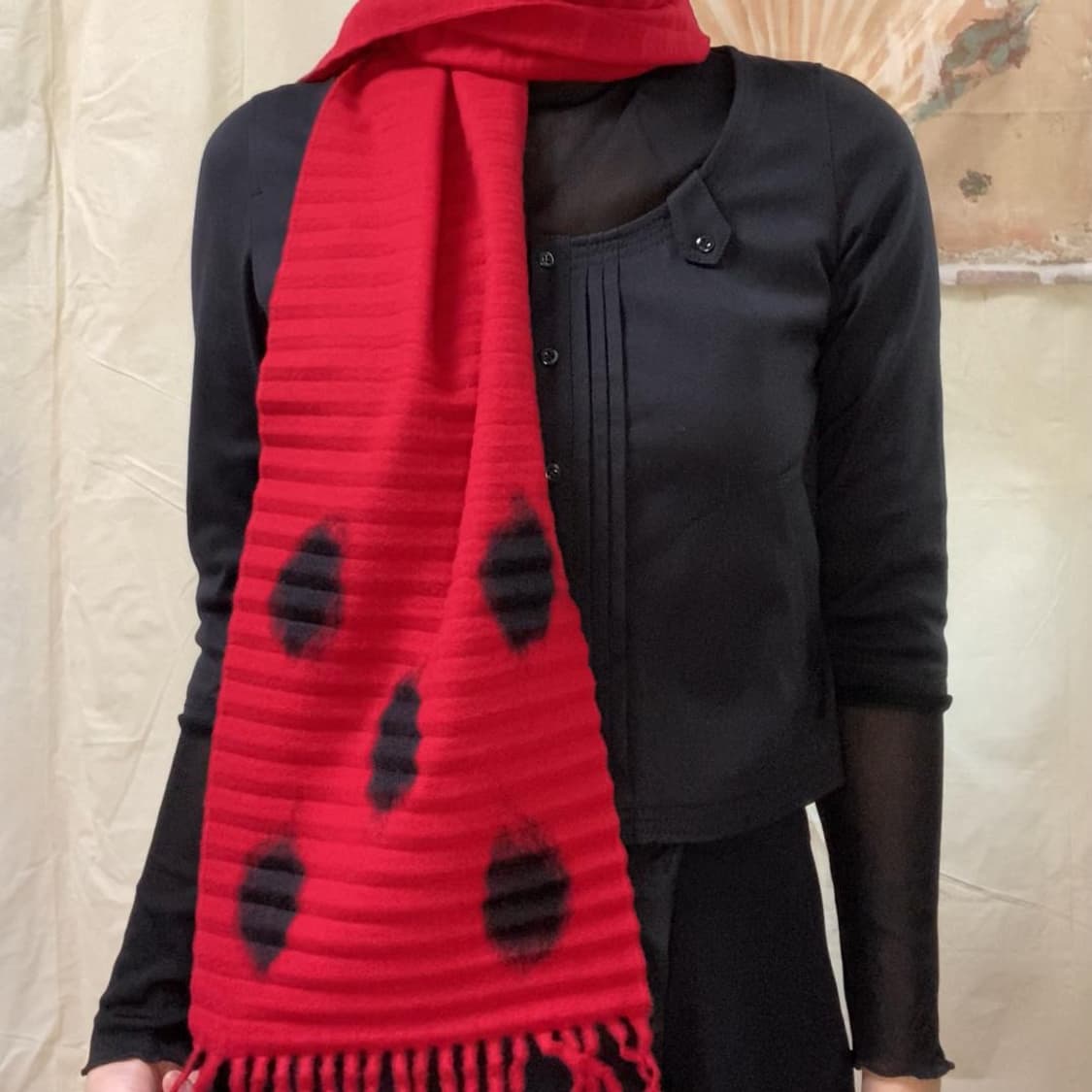 레드 아코디언 도트 울 머플러🐞(새제품) 상품이미지1