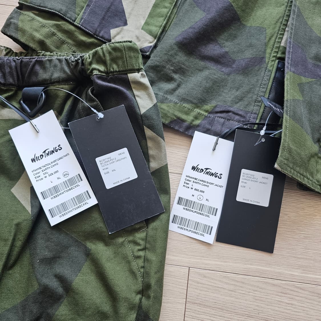 와일드띵스 X 화이트마운티니어링 콜라보 셋업 헌팅자켓 반바지 카모 XL 상품이미지9
