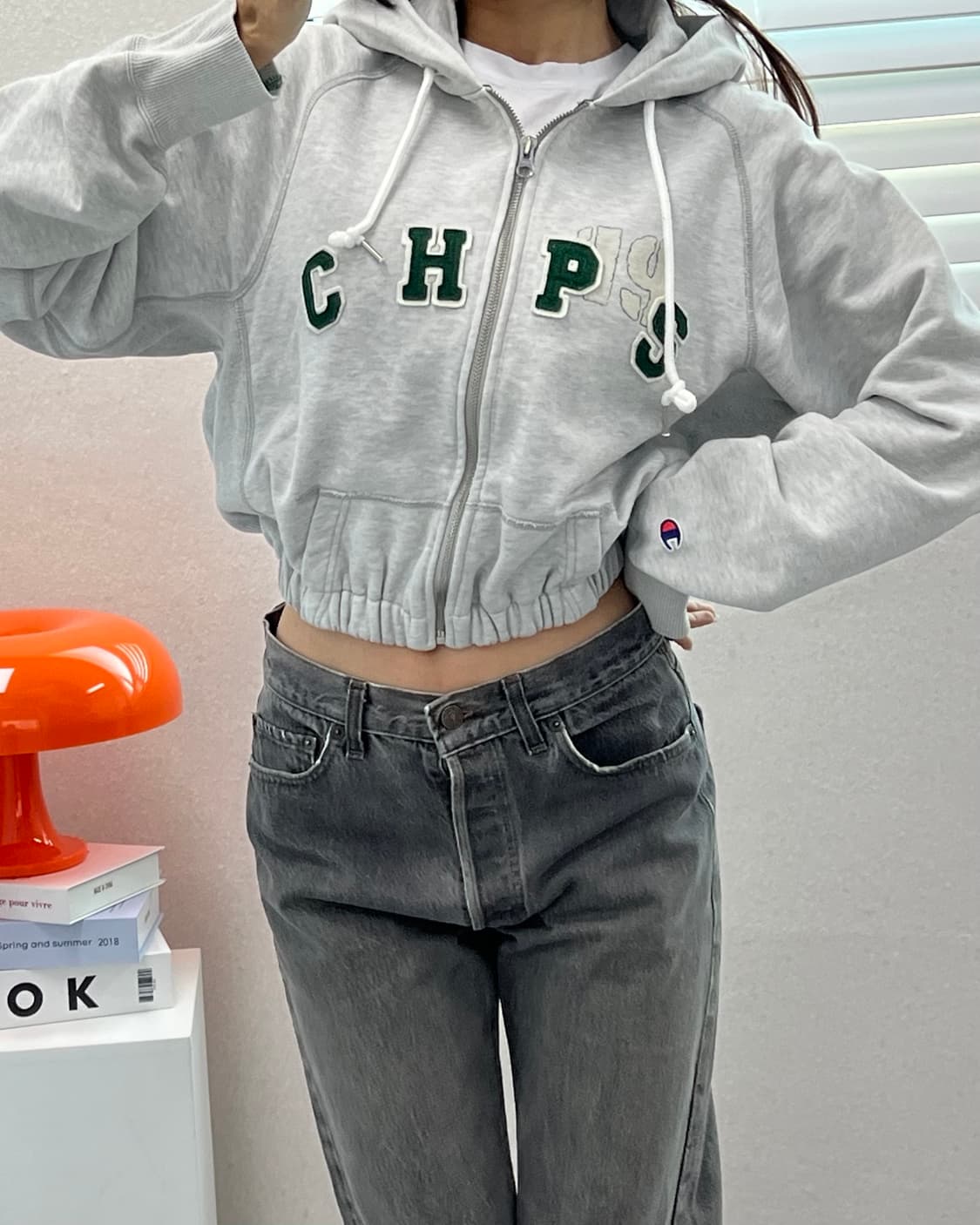 (WOMEN)챔피온 크롭 후드집업-M1480 상품이미지8