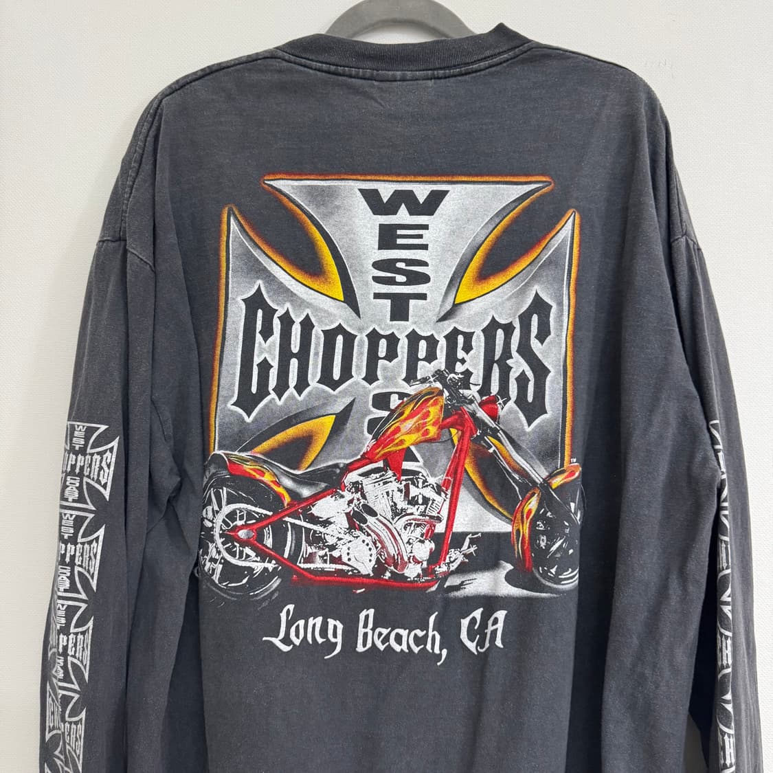 빈티지 west coast chopper 십자가 로고 긴팔 상품이미지3